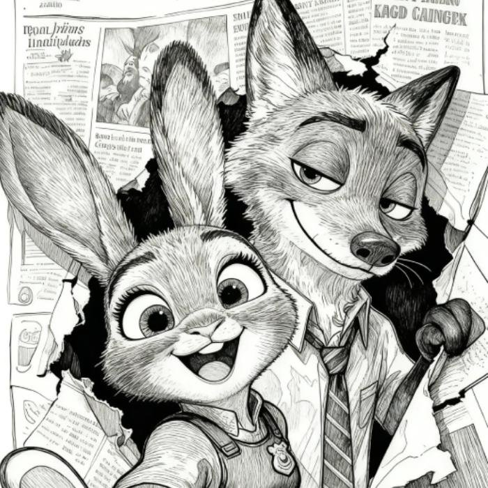 nhân vật sói và thỏ ảnh anime trắng đen