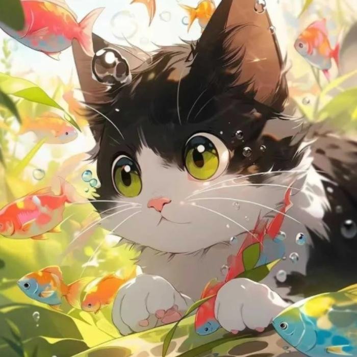 nhìn rất xinh từ ảnh mèo anime tinh nghịch