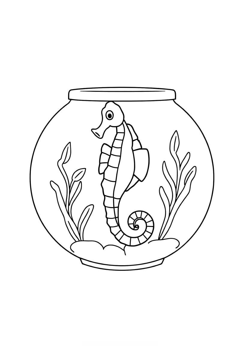 niềm vui học tập qua tô màu con cá ngựa