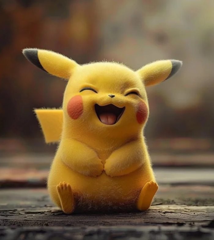 nụ cười rạng rỡ xuất hiện trong ảnh Pikachu