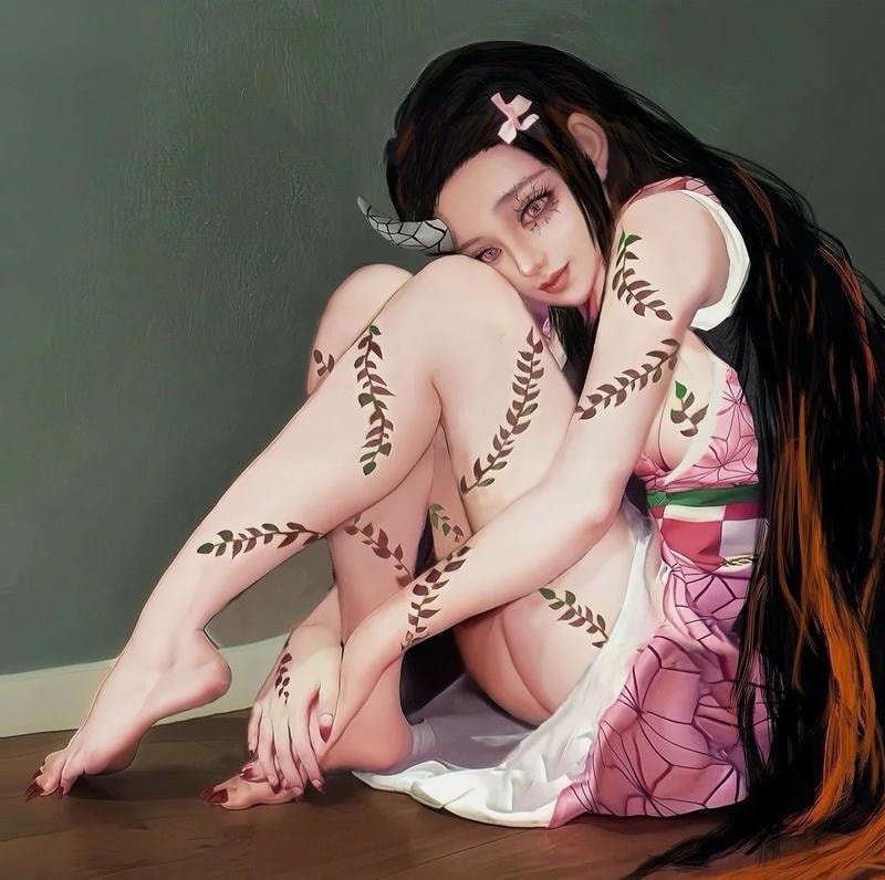 phong cách anime được thể hiện qua nezuko cosplay