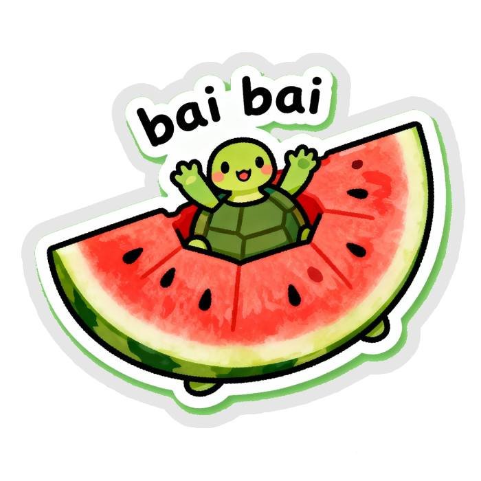 rùa sticker bye bye theo cách thoải mái