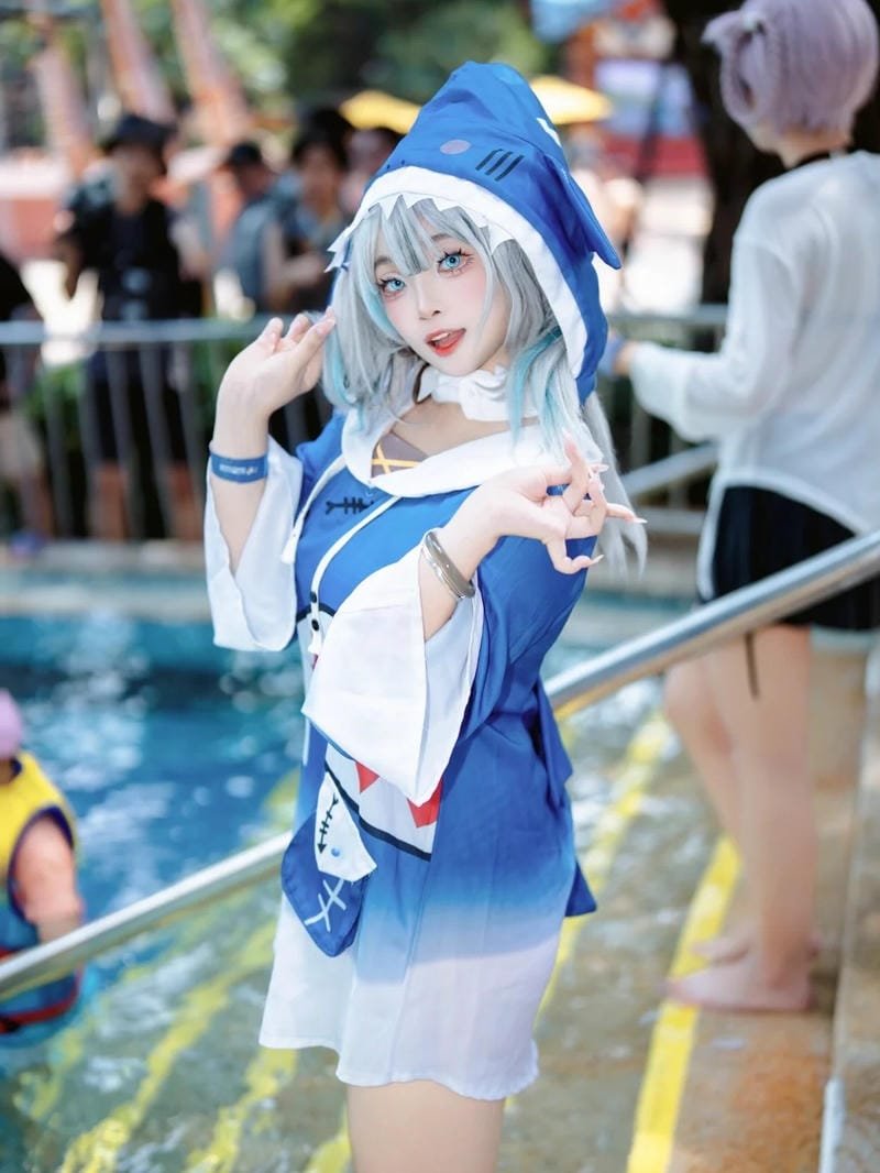 shoot ảnh Gawr Gura phong cách kawaii blue