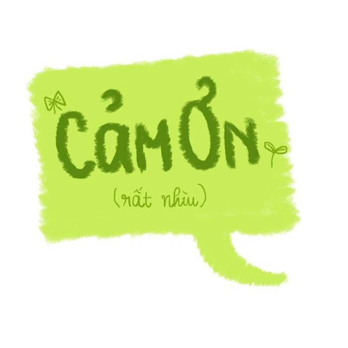 sticker cảm ơn nét chữ rõ ràng lịch sự