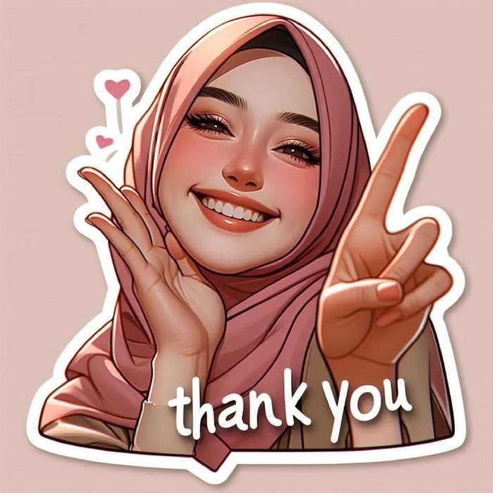 sticker cảm ơn tông trung tính nhìn thân thiện