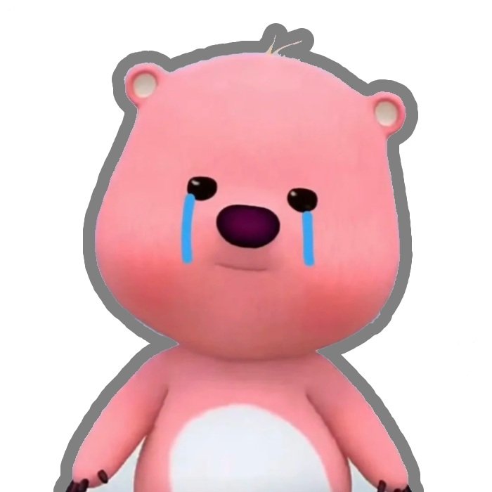 sticker khóc gấu hồng mếu máo