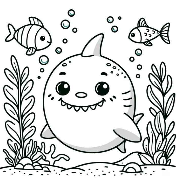 sưu tập tranh tô màu cá mập phù hợp cho bé