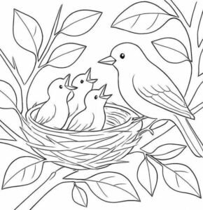 tình mẫu tử qua tranh tô màu chim én