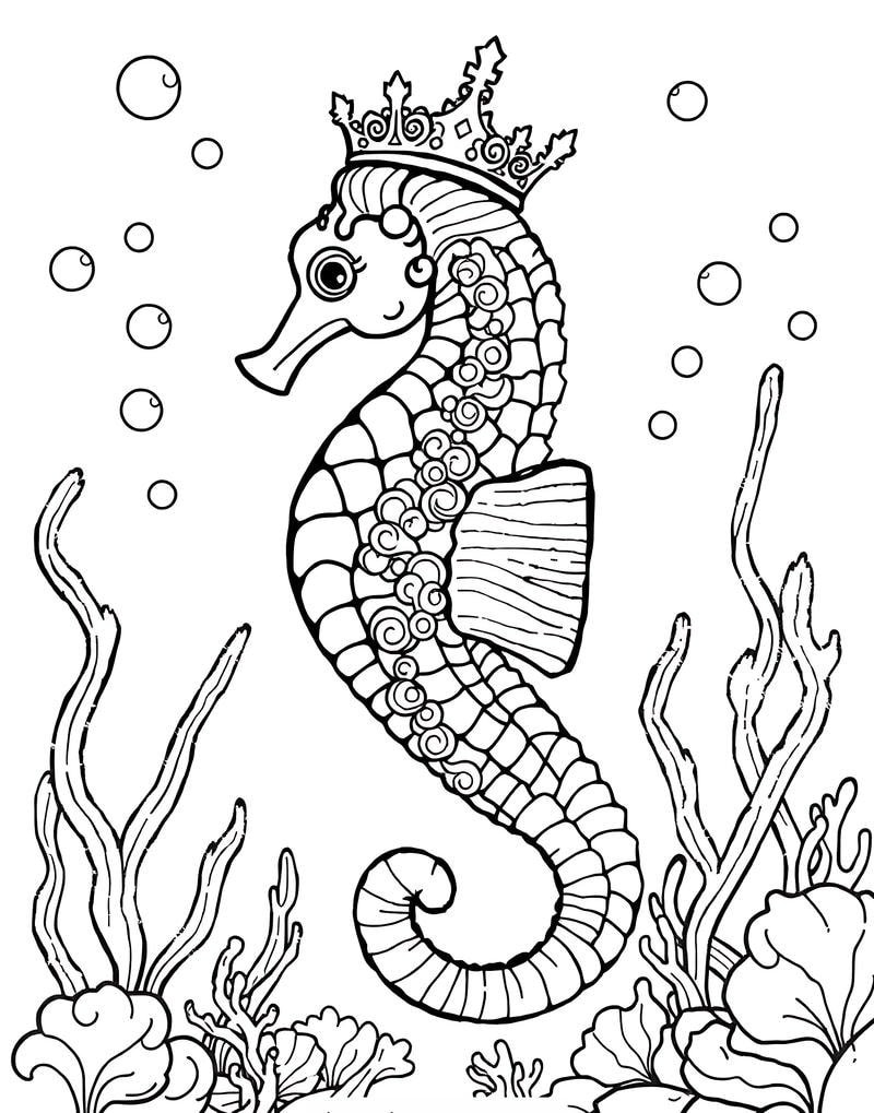 tô màu con cá ngựa cho hoạt động thủ công