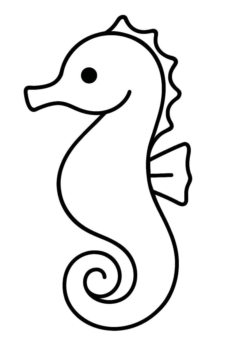 tô màu con cá ngựa chủ đề sinh vật biển