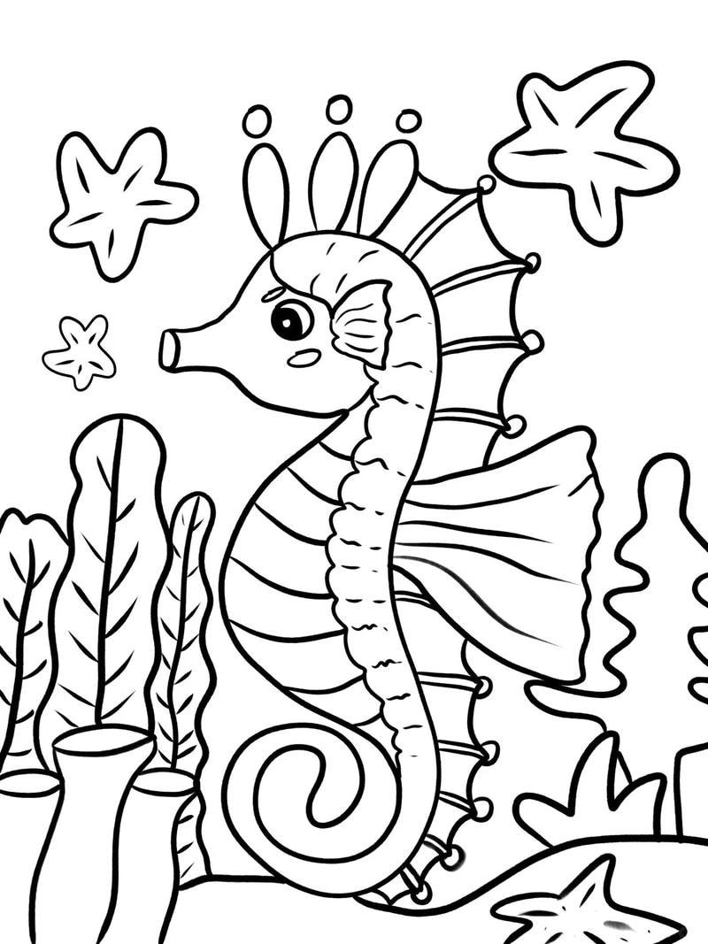 tô màu con cá ngựa dành cho bé nhỏ