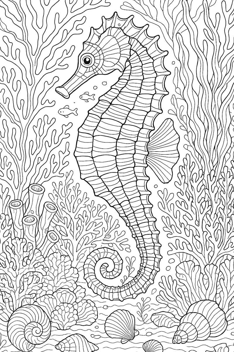 tô màu con cá ngựa giúp bé sáng tạo