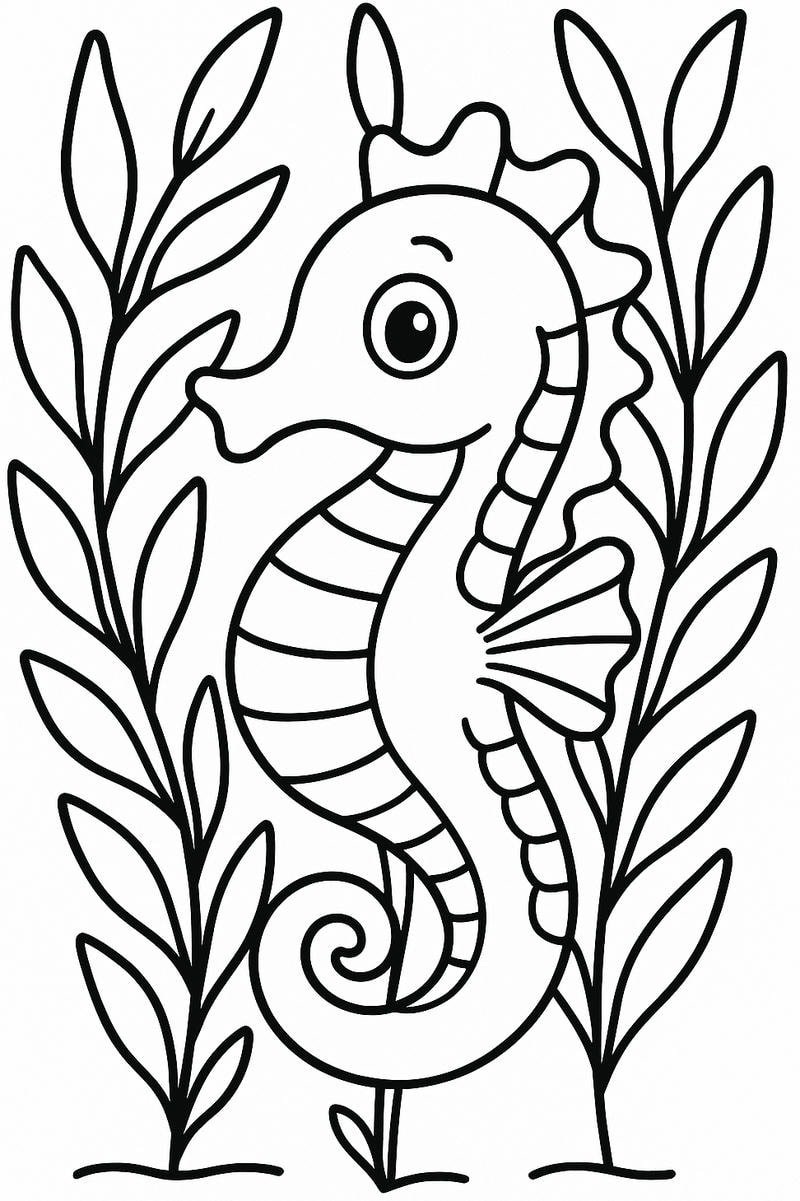 tô màu con cá ngựa hình dáng ngộ nghĩnh