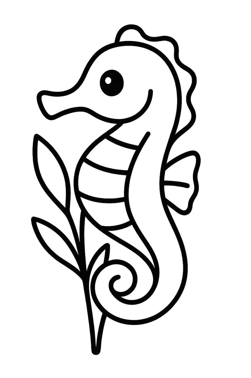 tô màu con cá ngựa tranh vẽ đáng yêu