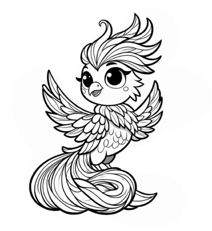 toát lên vẻ đẹp tranh tô màu chim phượng hoàng