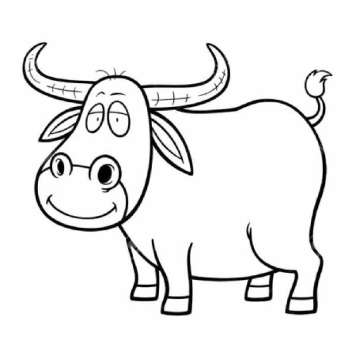 tranh học tập hình ảnh con trâu cho bé tô màu