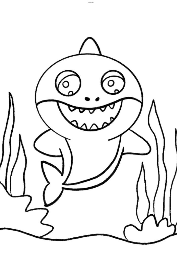 tranh tô màu cá mập cho bé dễ tô