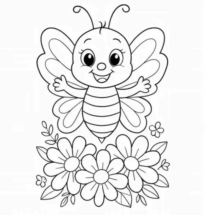 tranh tô màu con bướm bay giữa vườn