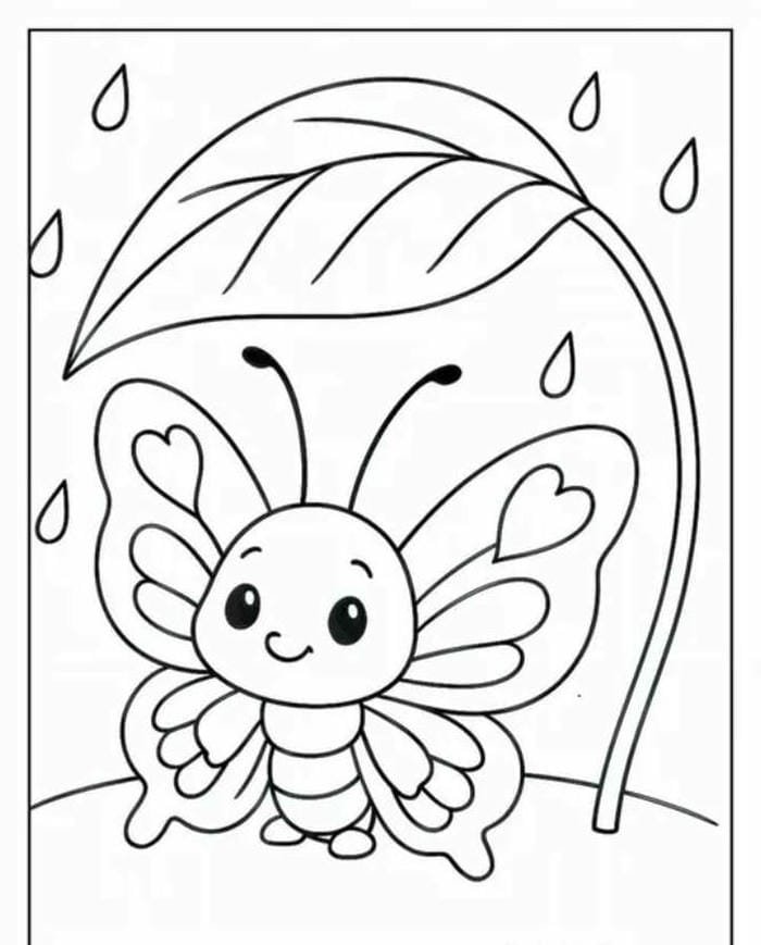 tranh tô màu con bướm đậu trên hoa