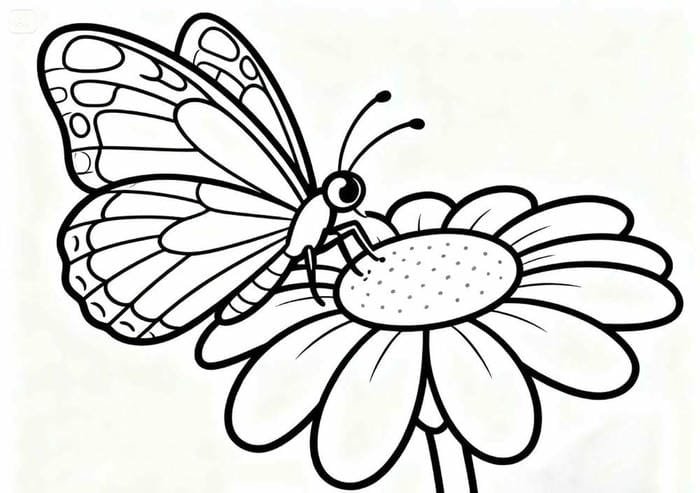 tranh tô màu con bướm đơn giản ít chi tiết