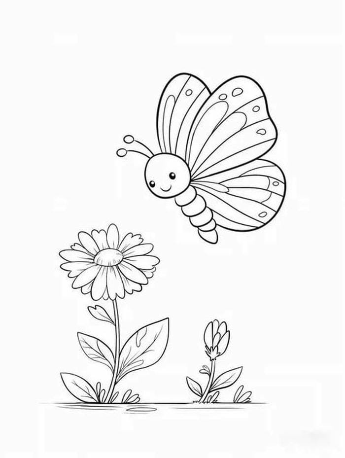 tranh tô màu con bướm nét đen rõ