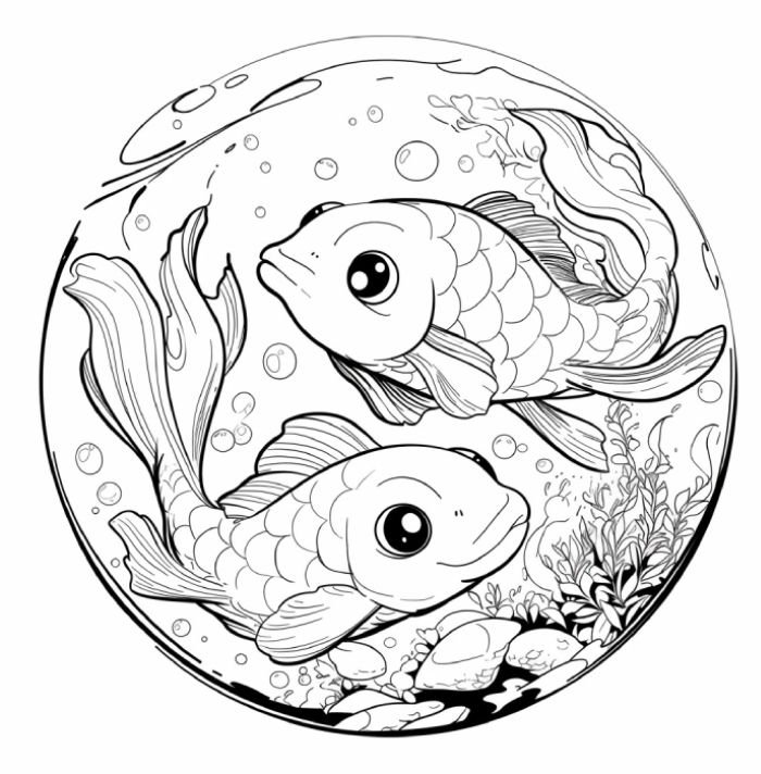 tranh tô màu con cá chép dành cho giờ mỹ thuật