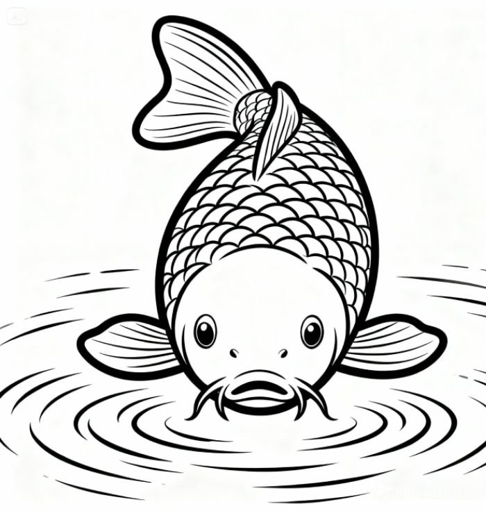 tranh tô màu con cá chép dễ tô màu