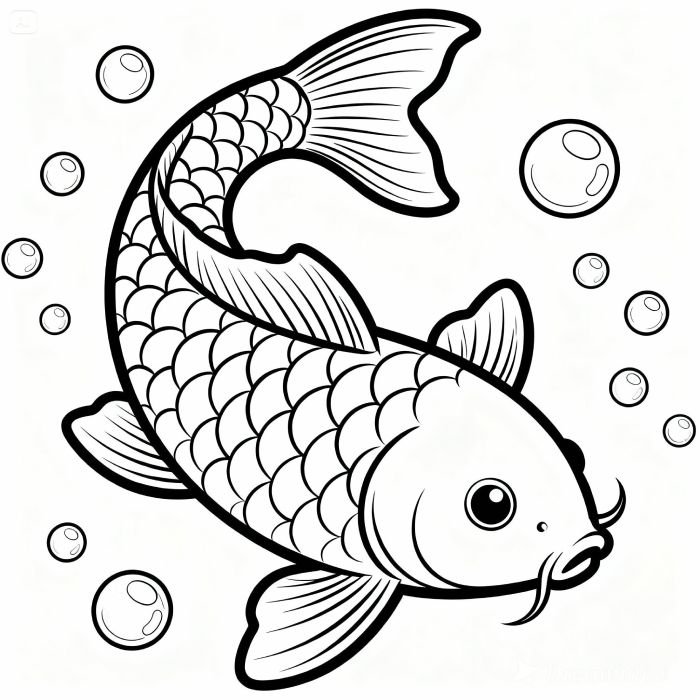 tranh tô màu con cá chép hình dáng cân đối