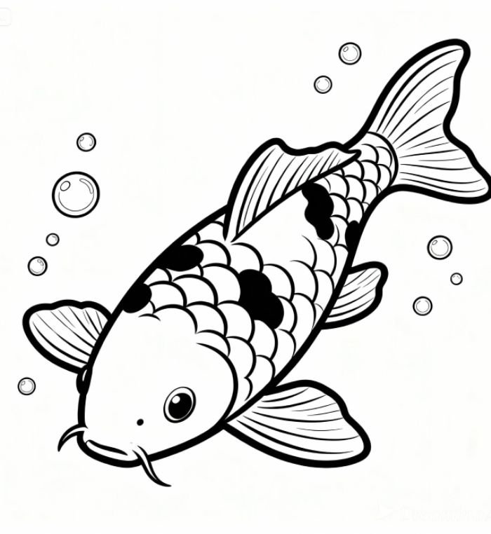 tranh tô màu con cá chép phù hợp trẻ nhỏ
