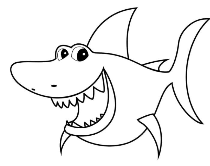 tranh tô màu con cá mập dễ nhận biết