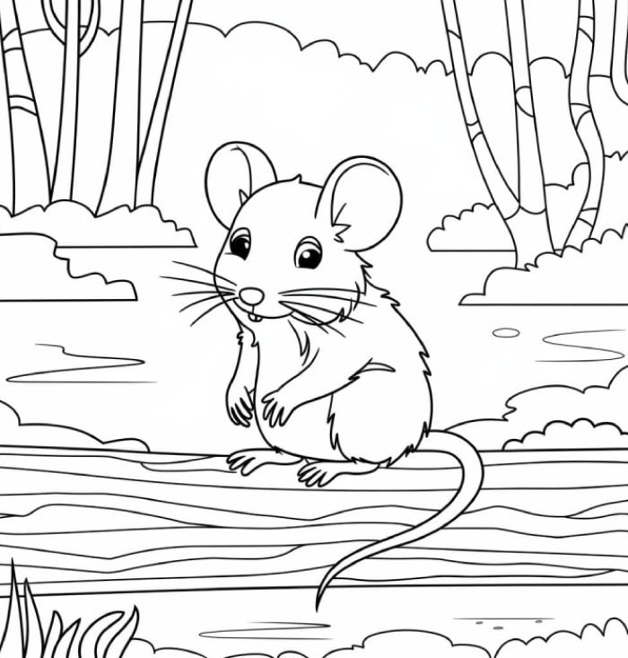 tranh tô màu con chuột phong cách dễ mến