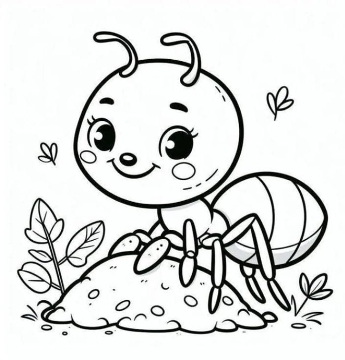 tranh tô màu con kiến hoạt động sáng tạo