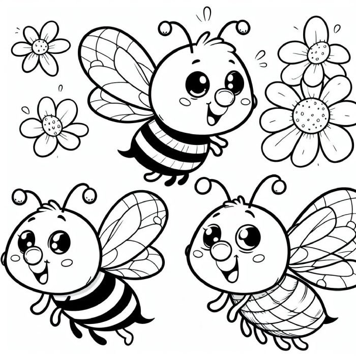 tranh tô màu con ong dễ thương nhìn rất cưng