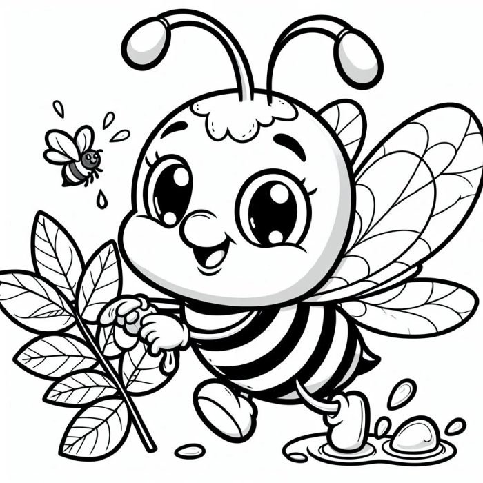 tranh tô màu con ong đẹp dáng bay cân đối