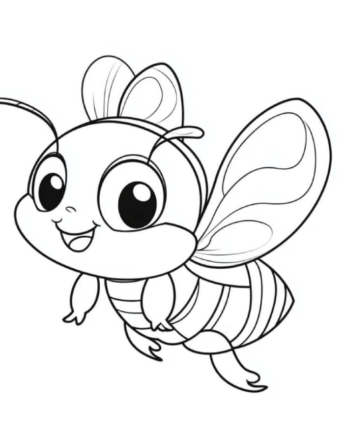 tranh tô màu con ong đẹp trong nền hoa lá