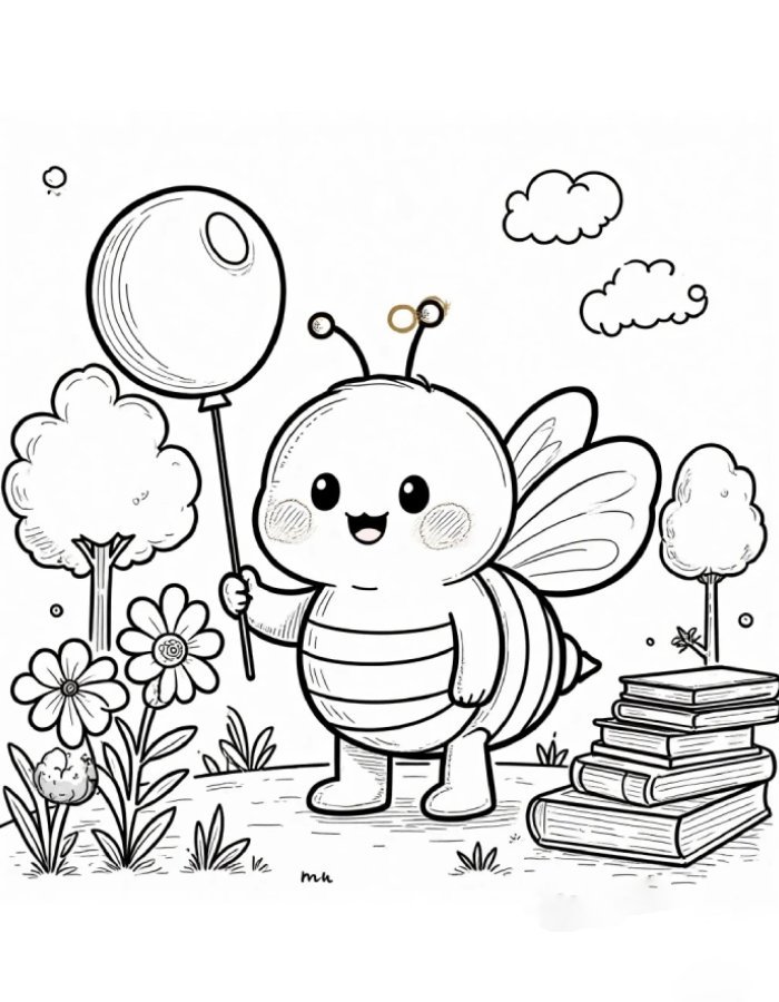 tranh tô màu con ong đẹp với đường viền gọn