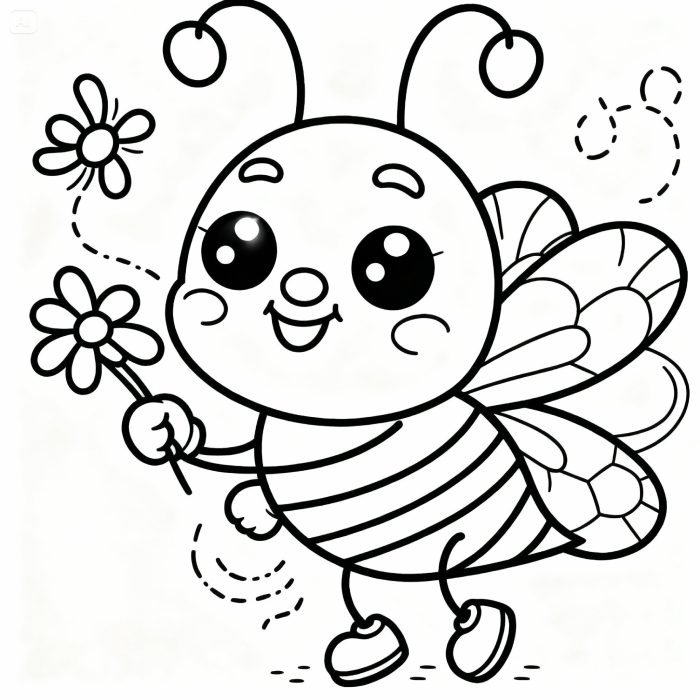 tranh tô màu con ong với má hồng nhìn cưng