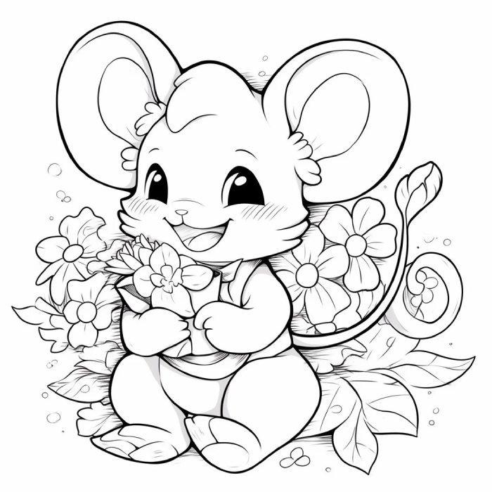 vẻ đáng yêu tranh tô màu con chuột hamster ăn quả