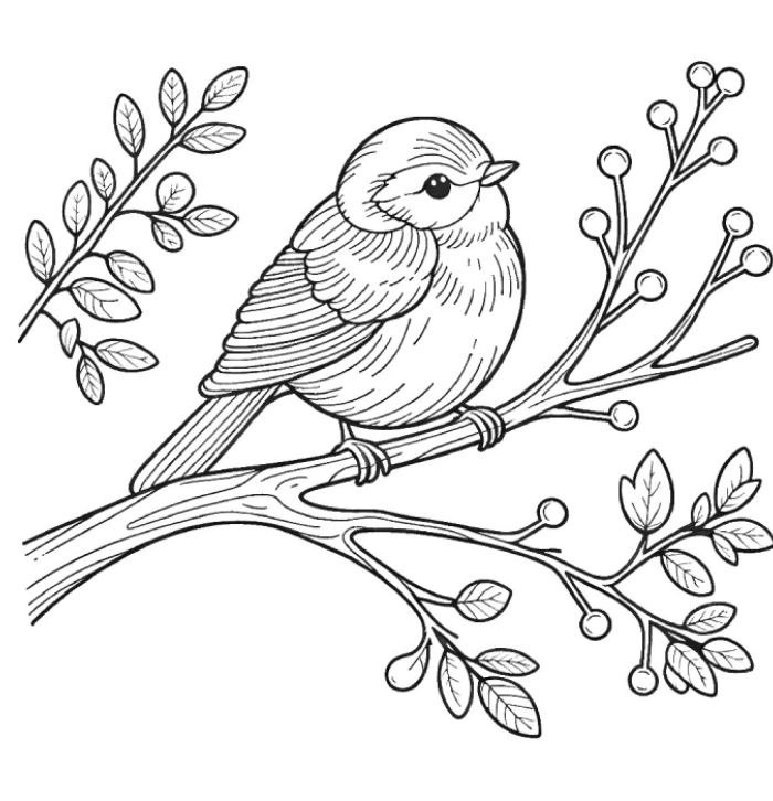 vẻ đẹp tranh tô màu con chim sẻ đáng yêu