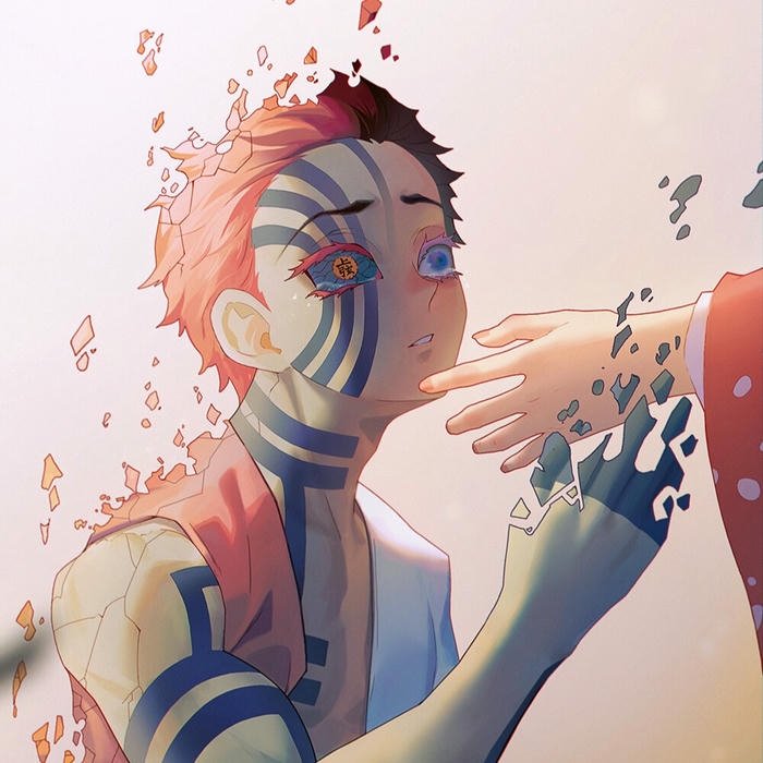 Ảnh Akaza và Koyuki chạm tay nhau đầy xúc động