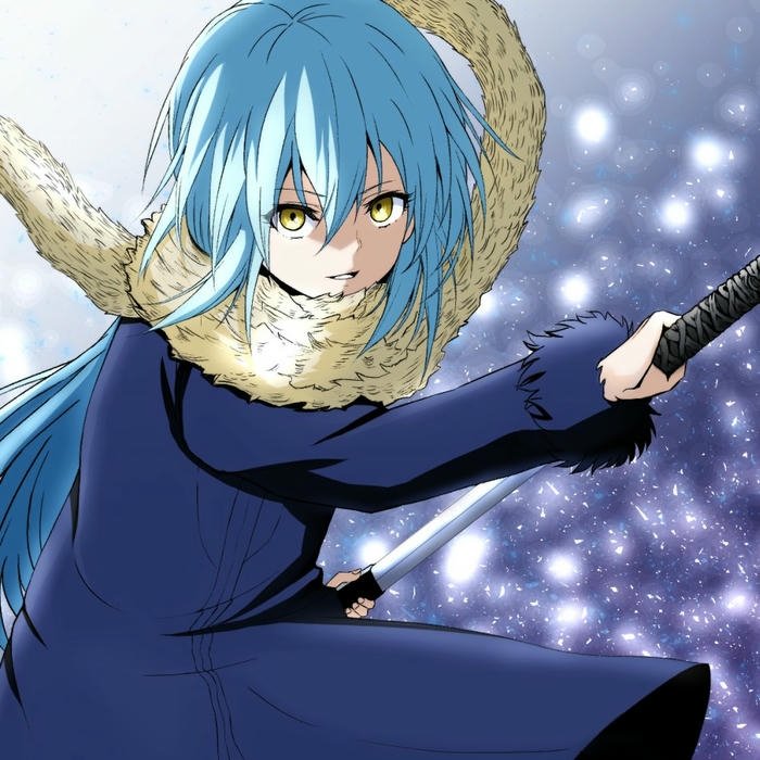 Ảnh Rimuru cầm kiếm quay đầu lại nhìn cực ngầu