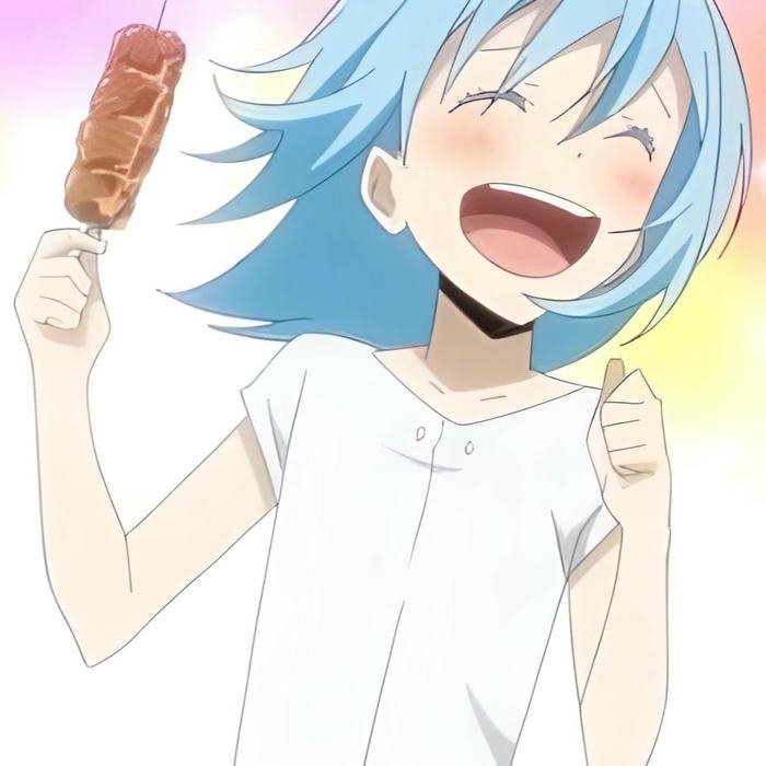 Ảnh Rimuru cute ăn kem tươi cười dưới nắng