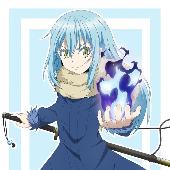 Ảnh Rimuru ngầu cầm mặt nạ phát sáng tím đẹp