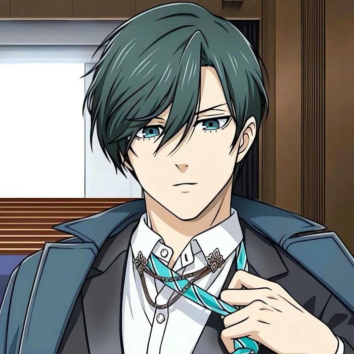 Ảnh Rin Itoshi anime mặc vest cầm kéo cắt tóc