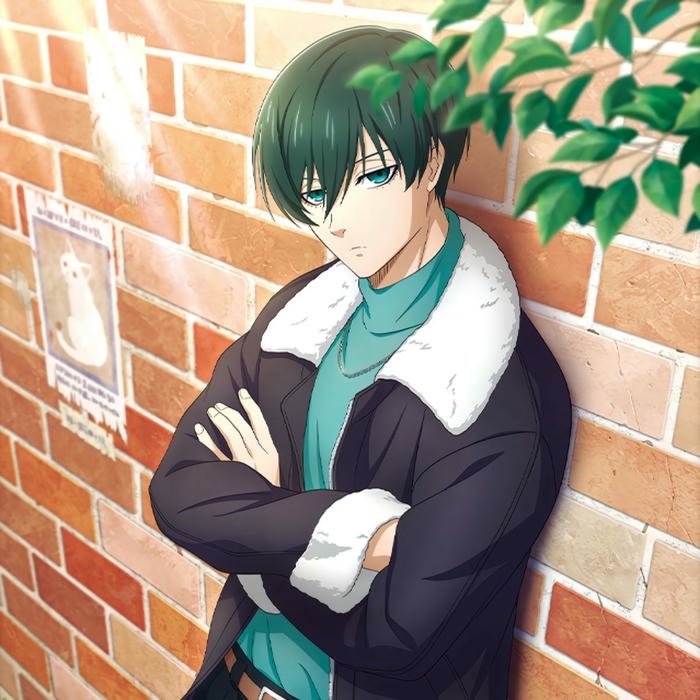 Ảnh Rin Itoshi casual dựa lưng vào tường gạch đỏ