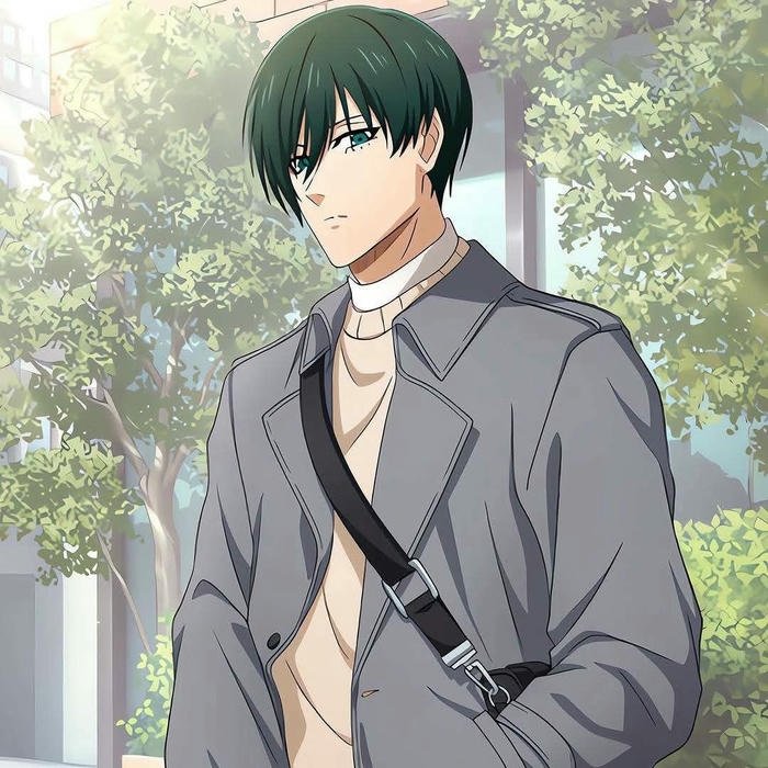 Ảnh Rin Itoshi fanart mặc áo khoác dài đi dạo