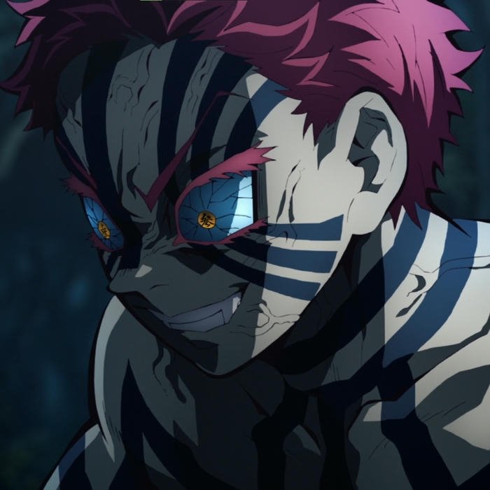 Ảnh avatar Akaza nhìn thẳng với ánh mắt sắc lẹm đáng sợ