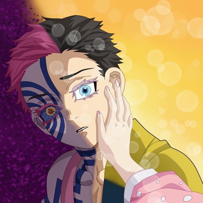 Ảnh avatar Akaza quay đầu lại nhìn với ánh mắt sắc