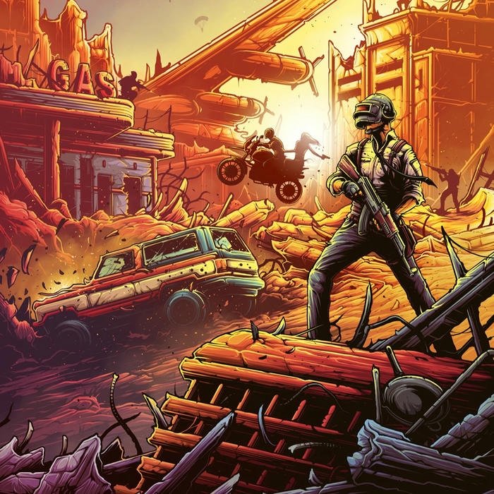 Ảnh avatar PUBG chiến binh đứng giữa thành phố đổ nát