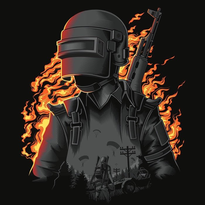 Ảnh avatar PUBG mũ ba rực cháy trong ngọn lửa đen